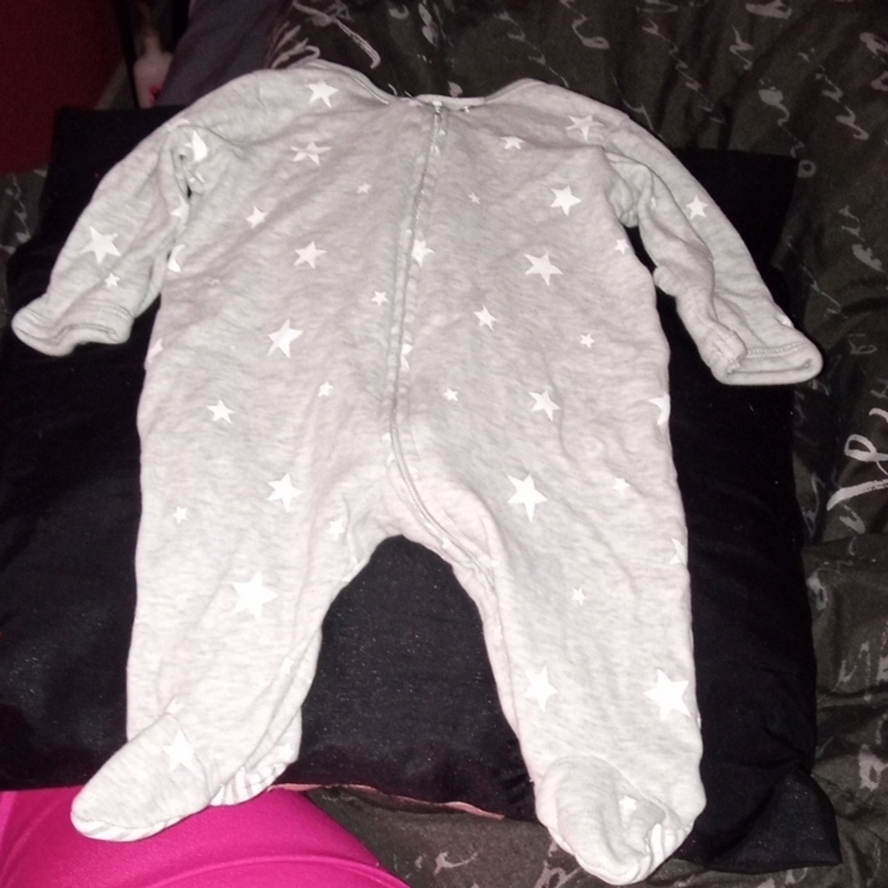Little Me Gray Star Footie